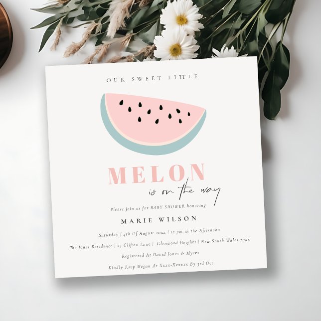 Invitación Cuidar nuestro pequeño Melon Pastel Baby Shower Ro (Subido por el creador)