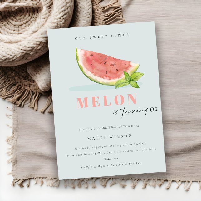 Invitación Cuidar nuestro pequeño Melon Watercolor Azul Baby  (Subido por el creador)