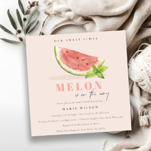 Invitación Cuidar nuestro pequeño Melon Watercolor Rubor Baby