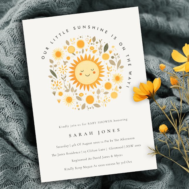 Invitación Cuidar Nuestro Pequeño Sol Boho Sun Baby Shower (Subido por el creador)