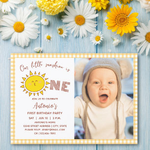 Invitación Cuidar nuestro pequeño sol es foto de cumpleaños d