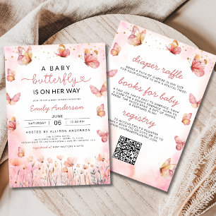 Invitación Cuidar todo en un Chica de código QR mariposa Baby