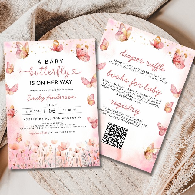Invitación Cuidar todo en un Chica de código QR mariposa Baby (Subido por el creador)
