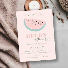 Invitación Cuídate Nuestro Pequeño Melón Pastel Rosa Cualquie