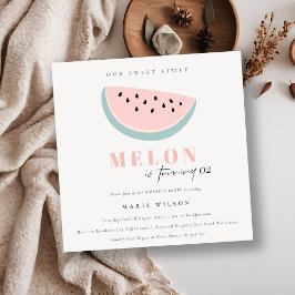 Invitación Cuídate Nuestro Pequeño Melón Pastel Rosa Cualquie