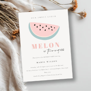 Invitación Cuídate Nuestro Pequeño Melón Pastel Rosa Cualquie