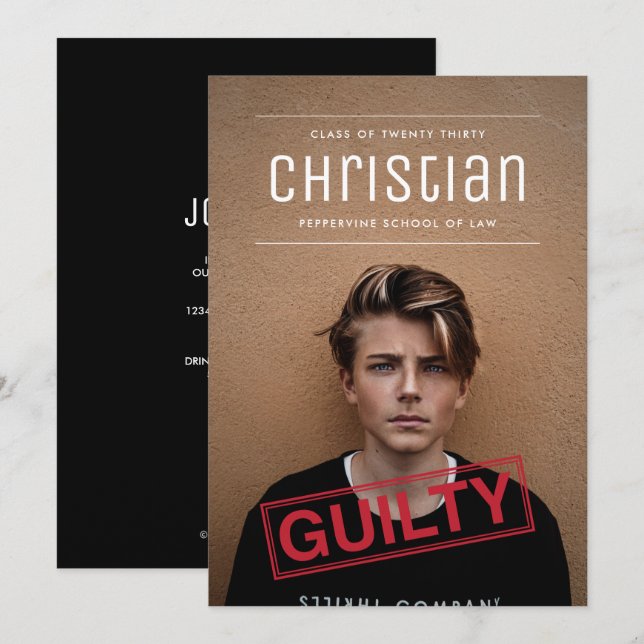 Invitación Culpable por graduación de la ley imputada (Anverso / Reverso)