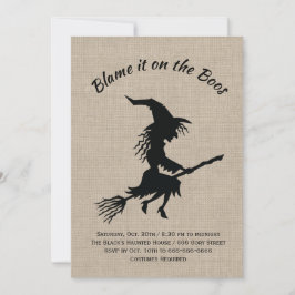 Invitación Culpen a la fiesta de Halloween en Boos Burlap