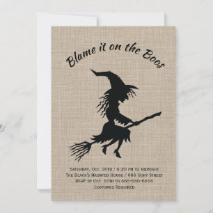 Invitación Culpen a la fiesta de Halloween en Boos Burlap
