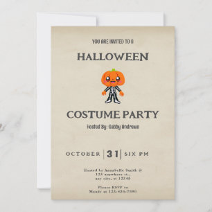 Invitación Cumpkinhead Skeleton Vintage Halloween