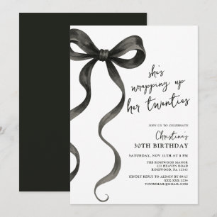 Invitación Cumple 30 Años con Lazo Negro