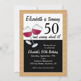 Invitación Cumple 50 años, Fiesta de Cumpleaños con Vino Tint