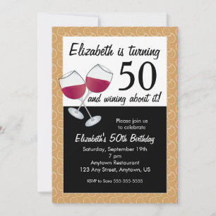 Invitación Cumple 50 años, Fiesta de Cumpleaños con Vino Tint