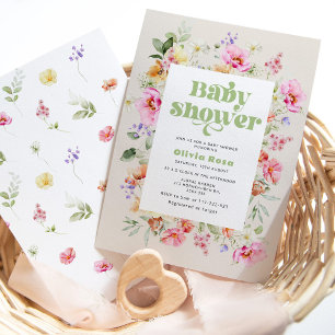 Invitación Cumple de baby shower de flor silvestre