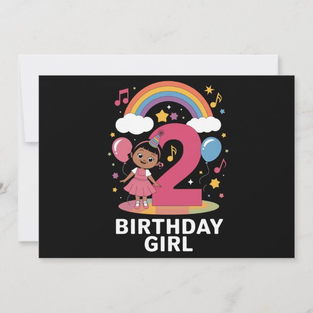 Invitación Cumpleañera de Dos Años Niña Cumpleaños 2do Cumple (Anverso)