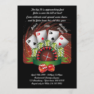 Invitación Cumpleañero de cualquier edad, póquer, juego, casi