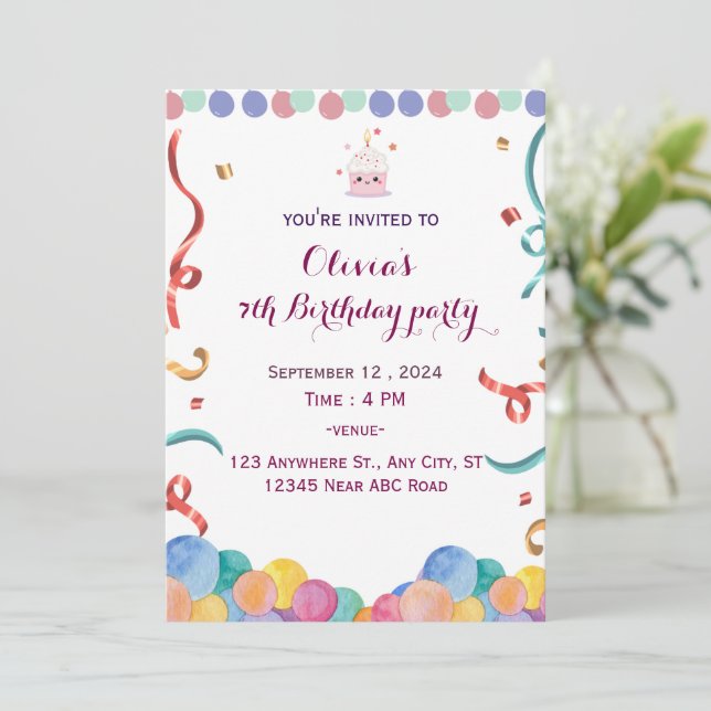Invitación Cumpleaños (Anverso de pie)