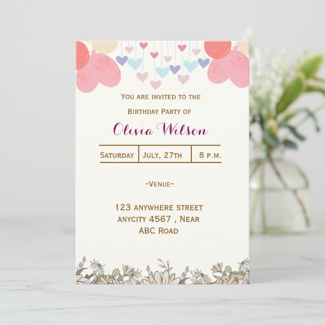 Invitación Cumpleaños (Anverso de pie)