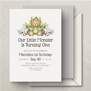Invitación Cumpleaños 1º 2º Halloween Pequeño Monstruo