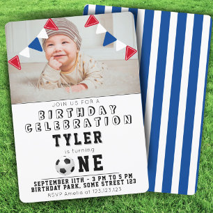 Invitación Cumpleaños 1º adorable fútbol niños Foto