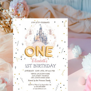 Invitación Cumpleaños 1º Castillo Nubes Princesa Cuento de Ha