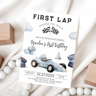 Invitación Cumpleaños 1º Coche de Carreras Vintage