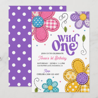 Invitación Cumpleaños 1º de Daisy Fiesta Salvaje Boho Floral