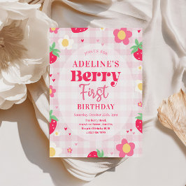 Invitación Cumpleaños 1º de Fresa Lindo de Berry