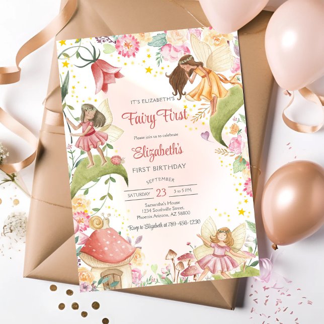 Invitación Cumpleaños 1º de Hada Primera Caprichosa Floral (Subido por el creador)