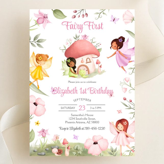 Invitación Cumpleaños 1º de Hada Primera Caprichosa Floral (Subido por el creador)