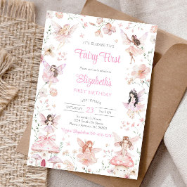 Invitación Cumpleaños 1º de Hada Primera Caprichosa Floral