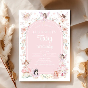 Invitación Cumpleaños 1º de Hada Primera Caprichosa Floral