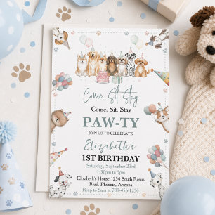 Invitación Cumpleaños 1º del adorable perrito niño Hora de
