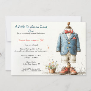 Invitación Cumpleaños 1º del bebé naval y boceto de perfume