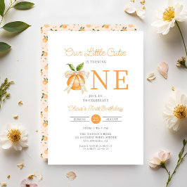 Invitación Cumpleaños 1º Elegante Pequeña Naranja Citrus