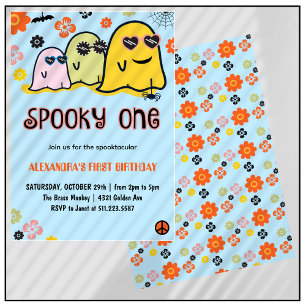 Invitación Cumpleaños 1º espeluznante Groovy Fantasma Hallowe