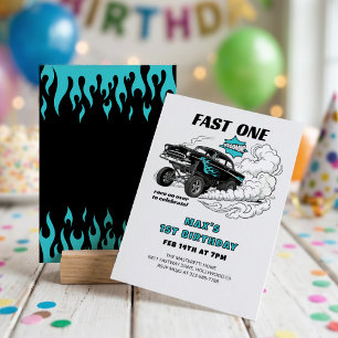 Invitación Cumpleaños 1º Fast One Coche de Carreras Gasser