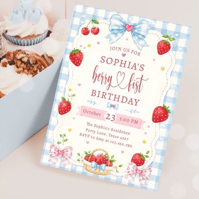Invitación Cumpleaños 1º Fresa Linda Berry Primera  (Subido por el creador)