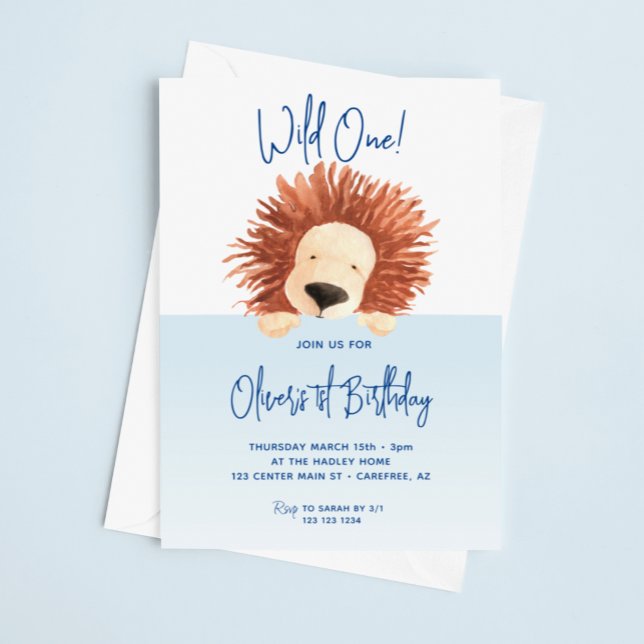 Invitación Cumpleaños 1º León Bebé Azul (Subido por el creador)
