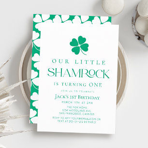 Invitación Cumpleaños 1º Little Shamrock Modern Boy