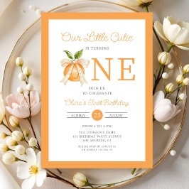 Invitación Cumpleaños 1º Moderno Naranja Cítrico Little Cutie