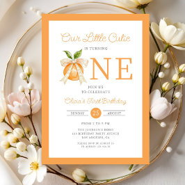 Invitación Cumpleaños 1º Moderno Naranja Citrus Little Cutie