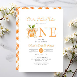 Invitación Cumpleaños 1º Moderno Naranja Citrus Little Cutie
