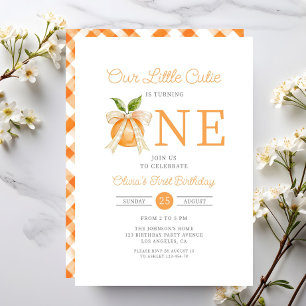 Invitación Cumpleaños 1º Moderno Naranja Citrus Little Cutie