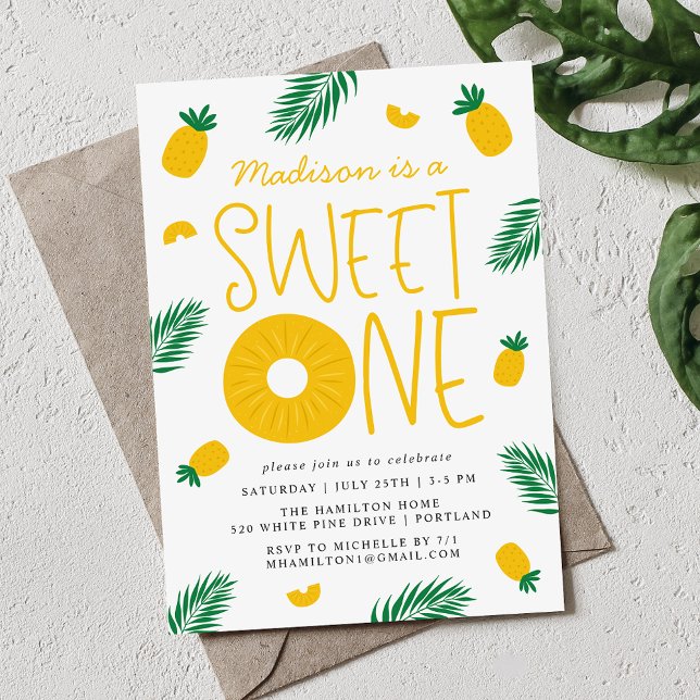 Invitación Cumpleaños 1º Piña Sweet One (Subido por el creador)