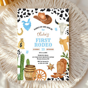 Invitación Cumpleaños 1º Rodeo de Vaquero Salvaje Oeste