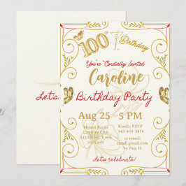 Invitación Cumpleaños 100 Elegante Hito