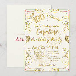 Invitación Cumpleaños 100 Elegante Hito