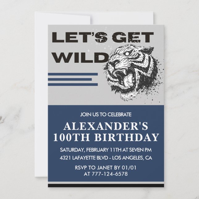 invitación cumpleaños 100 hombres fiesta vamos a a (Anverso)