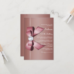 Invitación Cumpleaños 100 Joyas de lazo y cinta